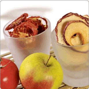 Rondelles de fruits et légumes déshydratés